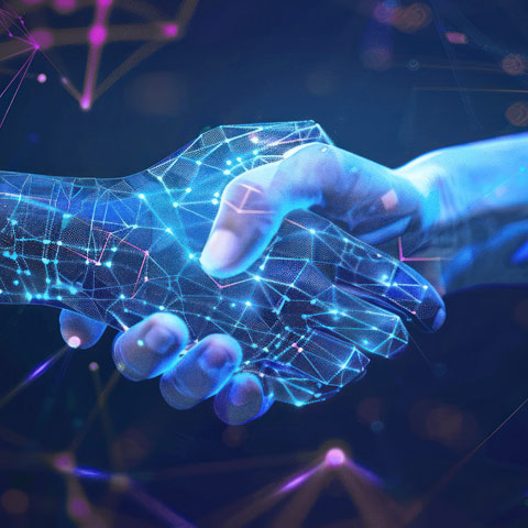 Illustration of a digital handshake