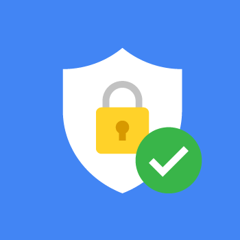 Icon showing shield, padlock, and green tick, symbolising data protection