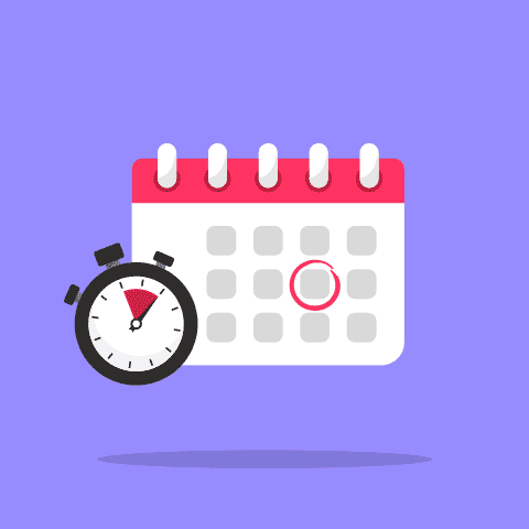 Illustration of a calendar with a stopwatch in foreground.